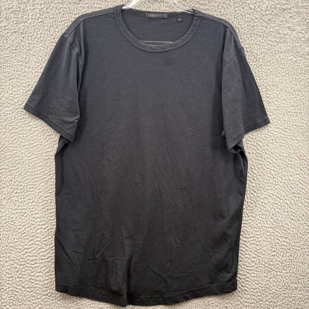 Greyson T-Shirt Men L Black Short Sleeve Cotton Slub Crew Neck Golf Short Sleeve